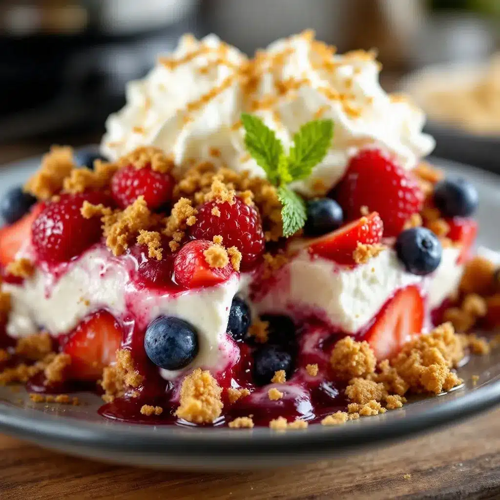 red white & blue berry trifle preparation steps