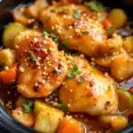 slow cooker honey garlic chicken - featured image