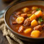 smoked paprika sausage and potato soup - featured image