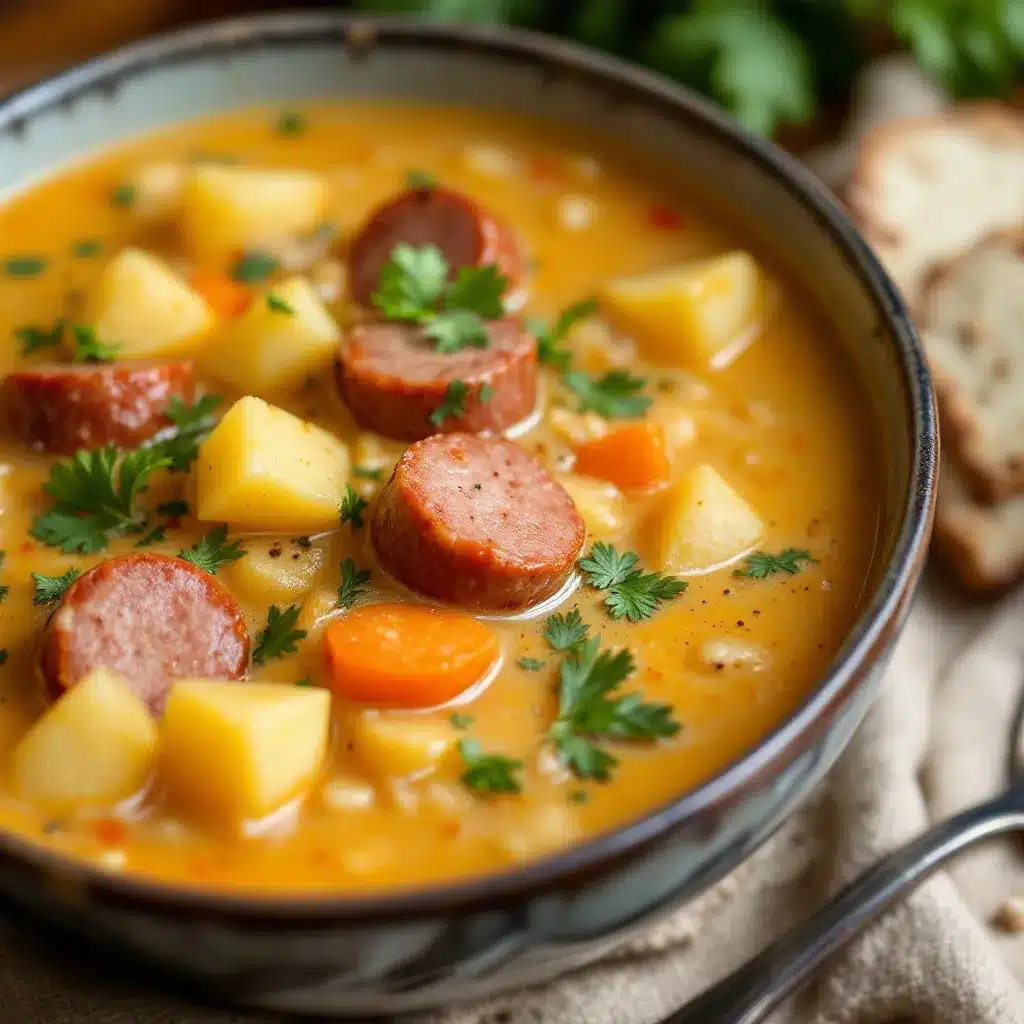 smoked paprika sausage and potato soup preparation steps
