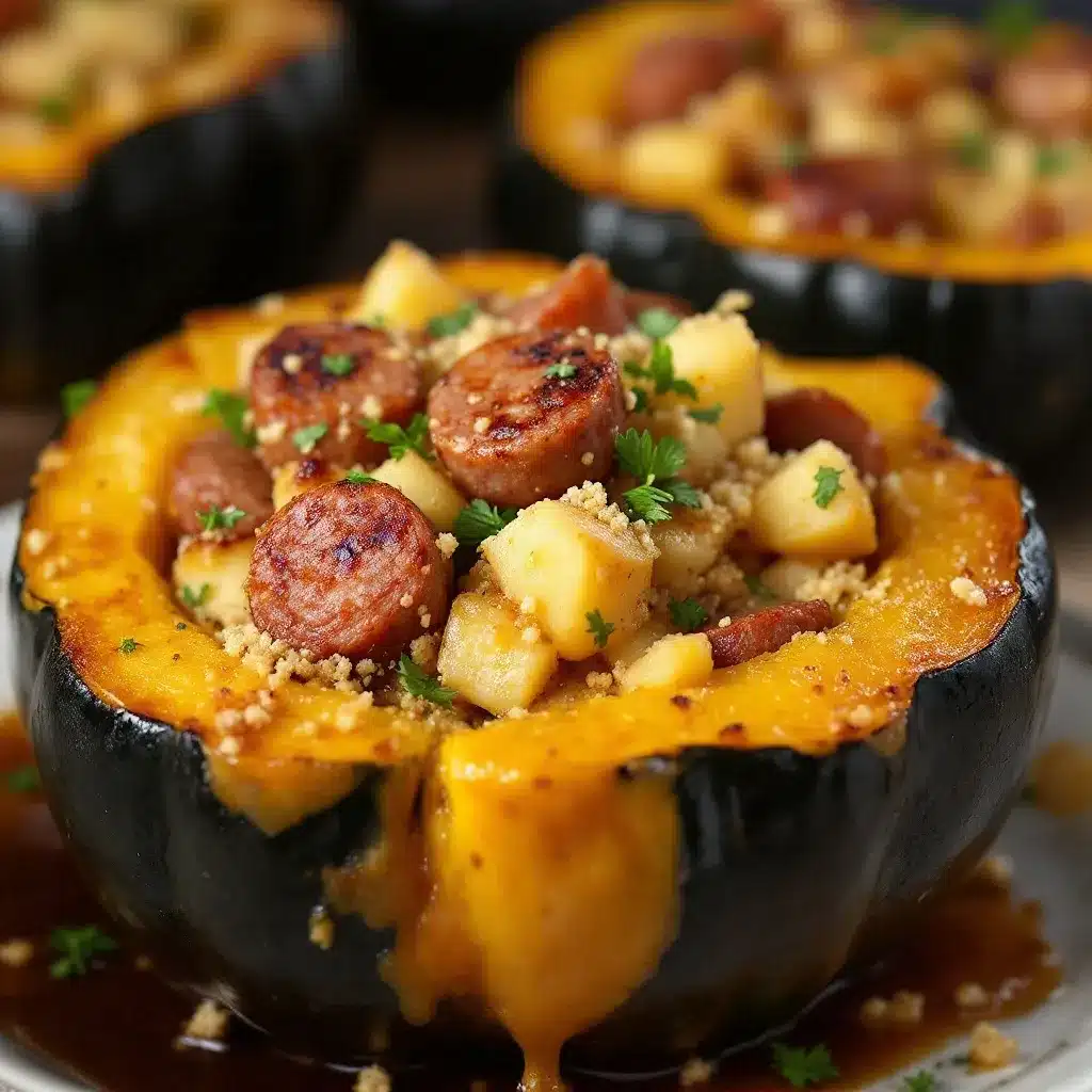 stuffed acorn squash with sausage and apples preparation steps