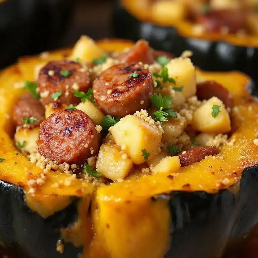 stuffed acorn squash with sausage and apples - featured image