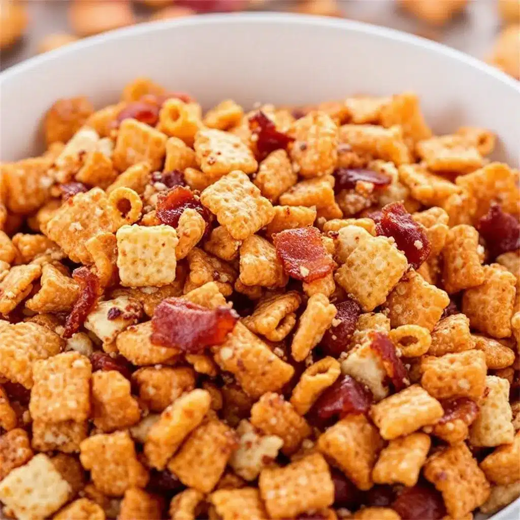 Sweet and Spicy Bacon Chex Mix preparation steps